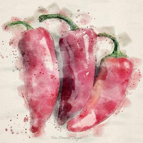 Trois Poivrons Rouges -- Carol Dunn