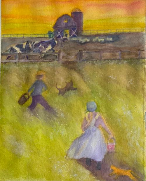 Cindy White - Praire Heritage - Watercolor with wax resist - Culture: Danish