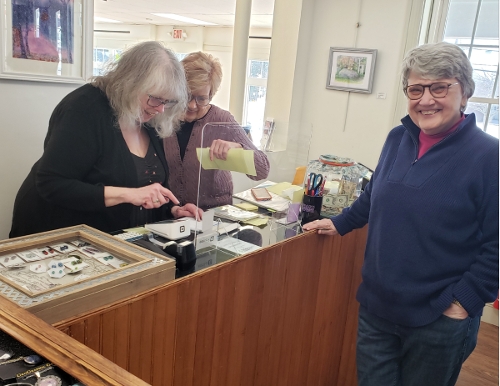 Karen, Lyn and Mary in the Gift Shop.